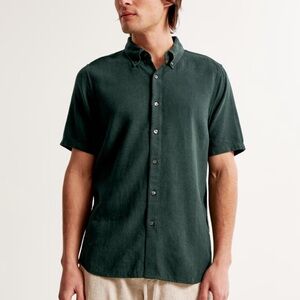 Abercrombie Short-Sleeve Summer Linen-Blend Button-Up Shirt